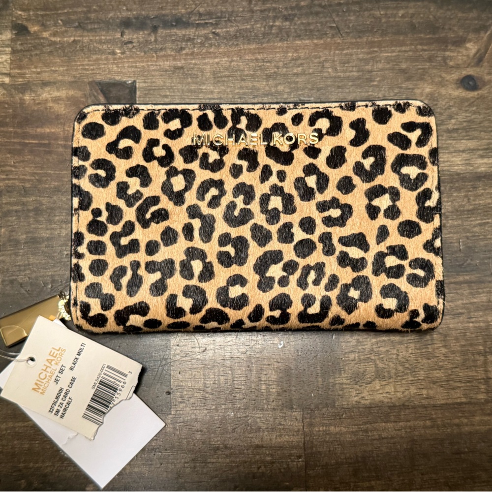 Michael Kors Hair-calf Small Zip Around Card Case
